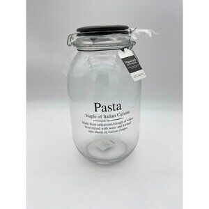 Global Amici Webster 105 oz Hermetic Clear Glass Pasta Jar XL Metal Lid & Clamp